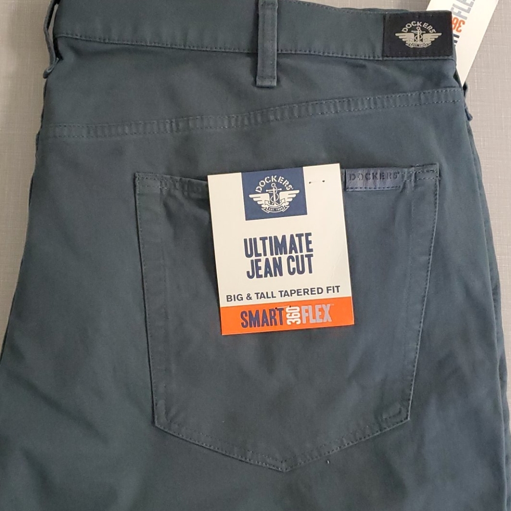 Dockers Jean Cut Pants, Tapered Fit 46x32 Grey